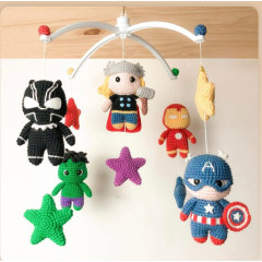 Decoração Móbile Super-Heróis Crochê Decoração Móbile Super-Heróis Crochê