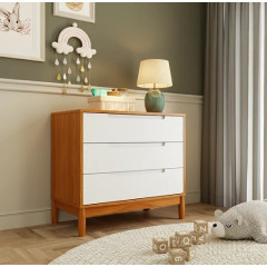 Cômoda 3 gavetas Lion Carvalho Avelã com Branco