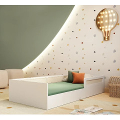 Cama Montessoriana Divertidamente Branco com Rattan