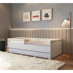 Bicama Encosto Divertidamente Branco com Rattan