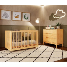 Kit Berço + Colchões + Cômoda Lion Nature  À Vista