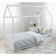 Cama montessoriana Tivoli com casinha e 2 minigrades branca