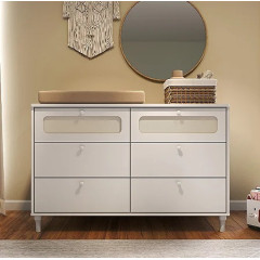 PROMO Cômoda Fofura branca com rattan 6 gavetas PROMO Cômoda Fofura branca com rattan 6 gavetas