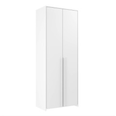 Roupeiro Modulado 2 Portas Frontal Branco com Moldura Lateral e Apliques Brancos