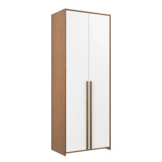 Roupeiro Modulado 2 Portas Frontal Branco com Moldura Lateral e Apliques Mel