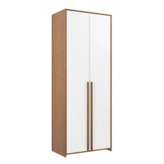 Roupeiro Modulado 2 Portas Frontal Branco com Moldura Lateral e Apliques Mel