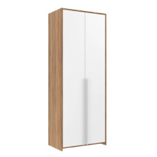 Armário Modulado 2 Portas Frontal Branco com Moldura Lateral e Apliques Carvalho 