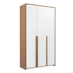 Roupeiro Modulado 3 Portas Frontal Branco com Moldura Lat/Apliques Mel