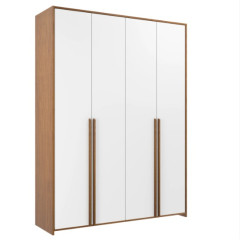 Roupeiro Modulado 4 Portas Frontal branco com Moldura Lat/Apliques mel