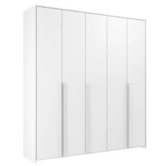 Roupeiro Modulado 5 Portas Frontal Branco com Moldura Lat/Apliques brancos