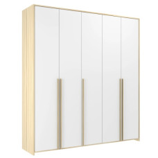 Armário Modulado 5 Portas Frontal Branco com Moldura Lat/Apliques Carvalho Treviso