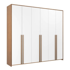 Roupeiro Modulado 6 Portas Frontal Branco com Moldura Lat/Apliques mel