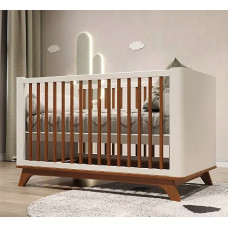 Berço minicama Sambalelê branco/mel COM COLCHÃO [estrado antirrefluxo]