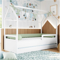 Cama montessoriana Tivoli completa branca com casinha branca