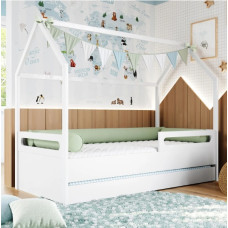 Cama montessoriana Tivoli completa branca com casinha branca