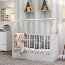 Berço montessori Wood branco COM COLCHÃO [estrado antirrefluxo]
