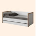 Cama com encosto Wood COM CAMA AUXILIAR branco acetinado c/ carv. treviso