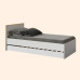 Cama solteiro Wood com auxiliar branca acetinada com carvalho treviso