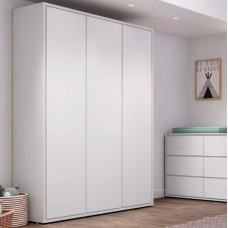 Armário Wood 3 portas branco acetinado