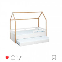 Cama Tivoli Montessoriana completa branca com casinha eucalipto natural